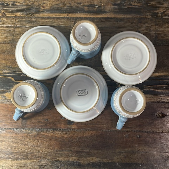 Set of 3 footed vintage Denby cups and saucers - Picture 7 of 10